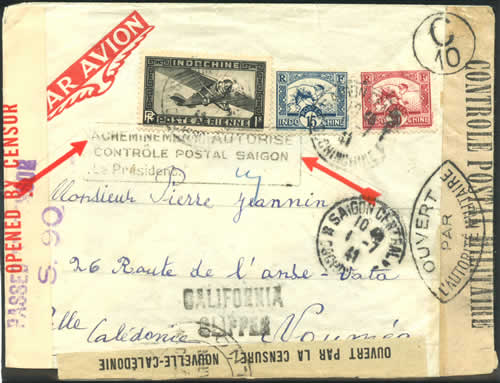 Lettre autorisée de Saigon pour Nouméa